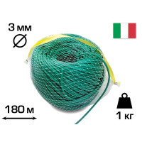 Кембрик, пластиковая завязка, ЗЕЛЕНАЯ, 3мм, EXTRA, 1кг, 180м, CORDIOLI 