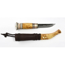 Нож Erapuu Puukko Curly Birch 95, 80CrV2, рукоятка - олений рог та карельська береза
